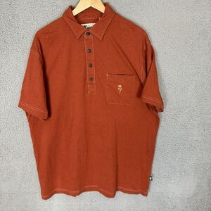 Howler Brothers Shirt Mens XL Orange Polo Short Sleeve Cotton‎ Stretch Pocket